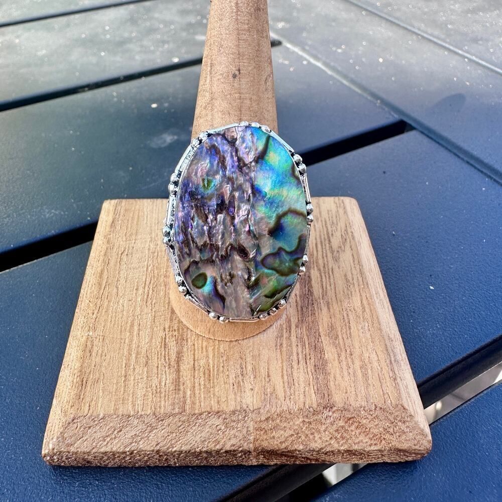 Abalone Silver Ring Size 10.5